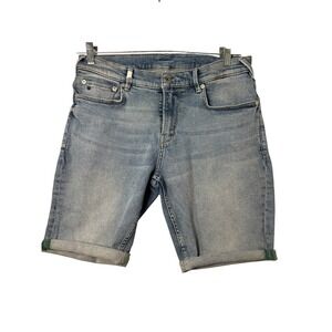 Scotch & Soda Ralston Light Wash Blue Denim Cuffed Shorts Mens Size 32